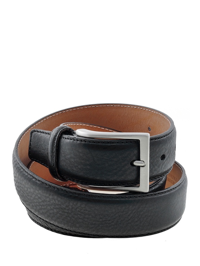 Мужской брючный ремень из черной матовой кожи коллекции 