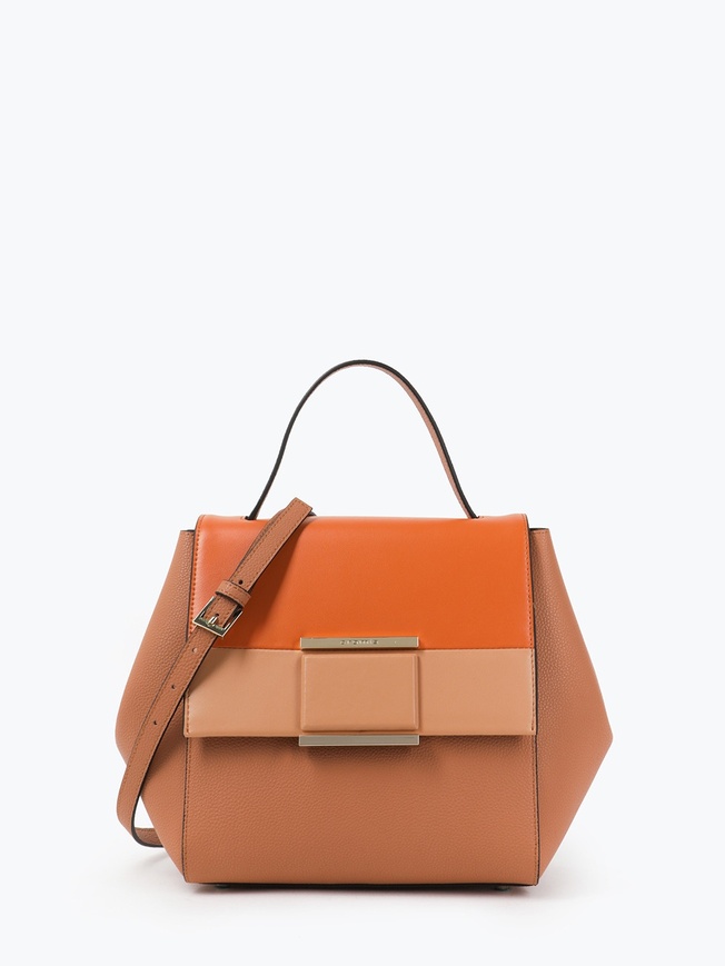 Сумка-сэтчел среднего размера из плотной гладкой кожи