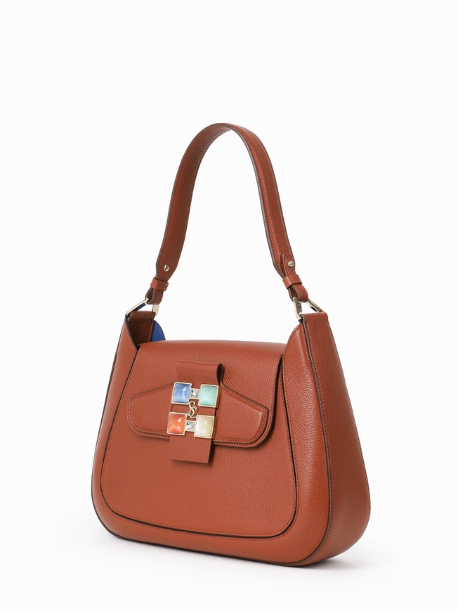 Женская сумка-трапеция из премиальной зернистой кожи