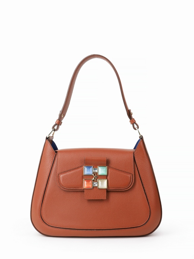 Женская сумка-трапеция из премиальной зернистой кожи