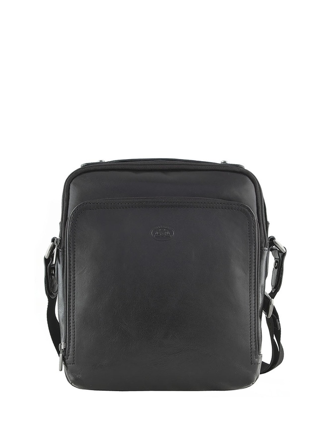 Вместительная сумка через плечо из черной кожи 