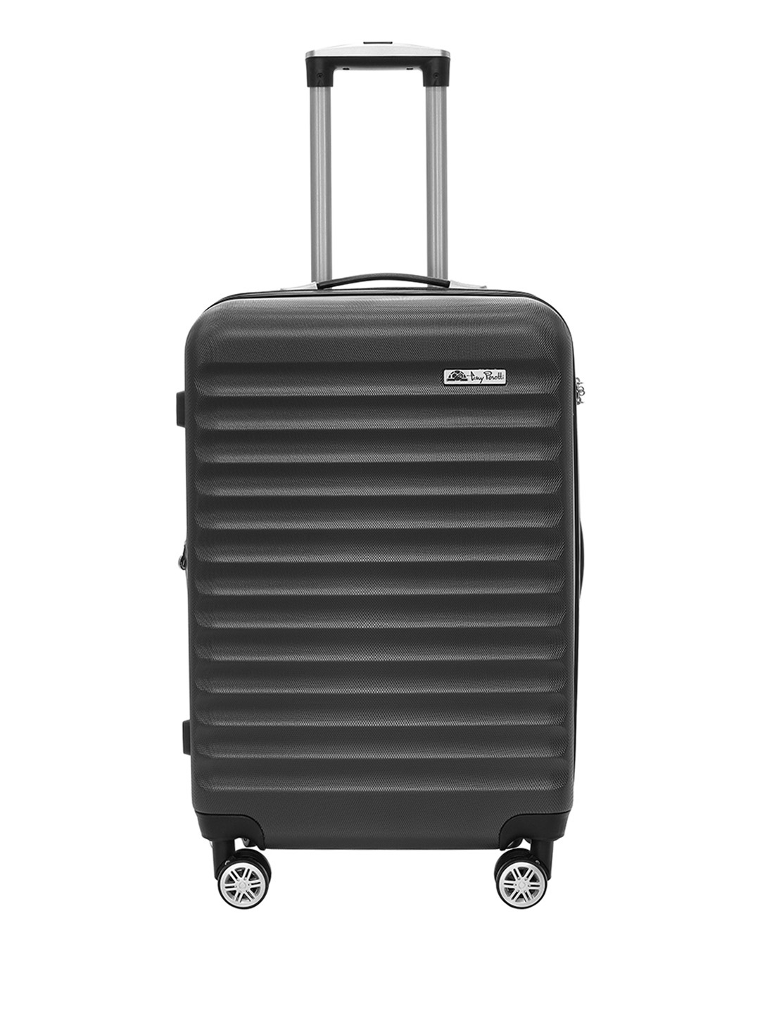 Фото Средний чемодан на колесах из рифленого ABS пластика серого цвета Чемоданы