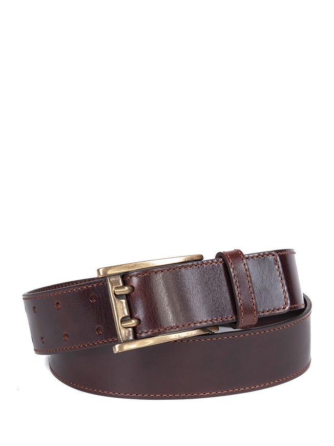 Мужской ремень для джинс из плотной глянцевой кожи с пряжкой в винтажном стиле