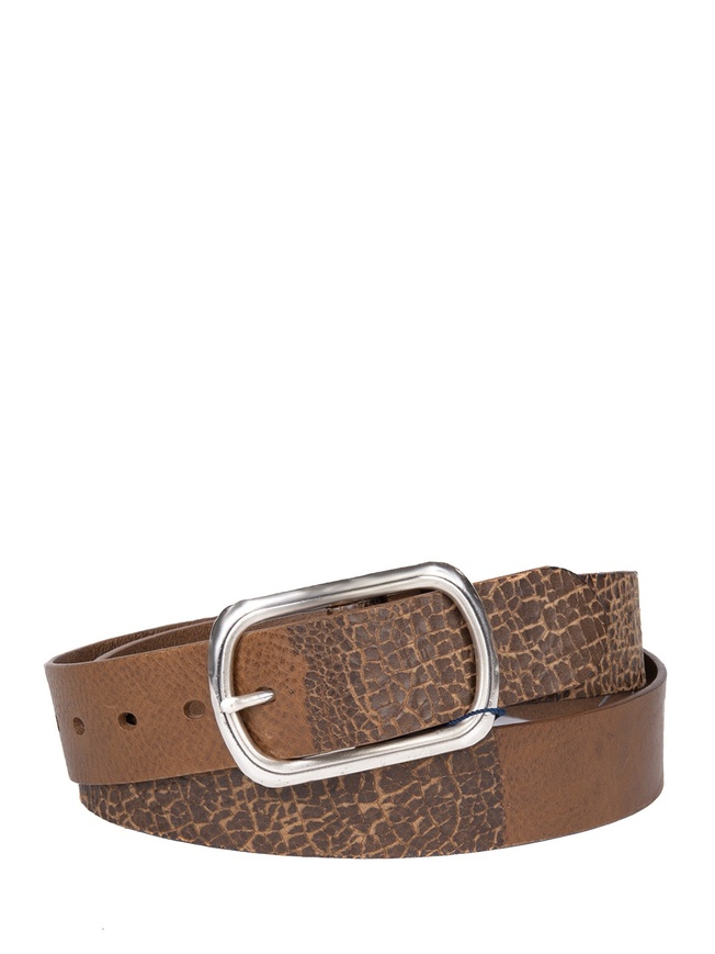 Широкий ремень для джинс из плотной матовой кожи с декоративным принтом