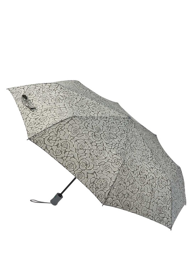 Женский зонт-автомат с рисунком серых роз 