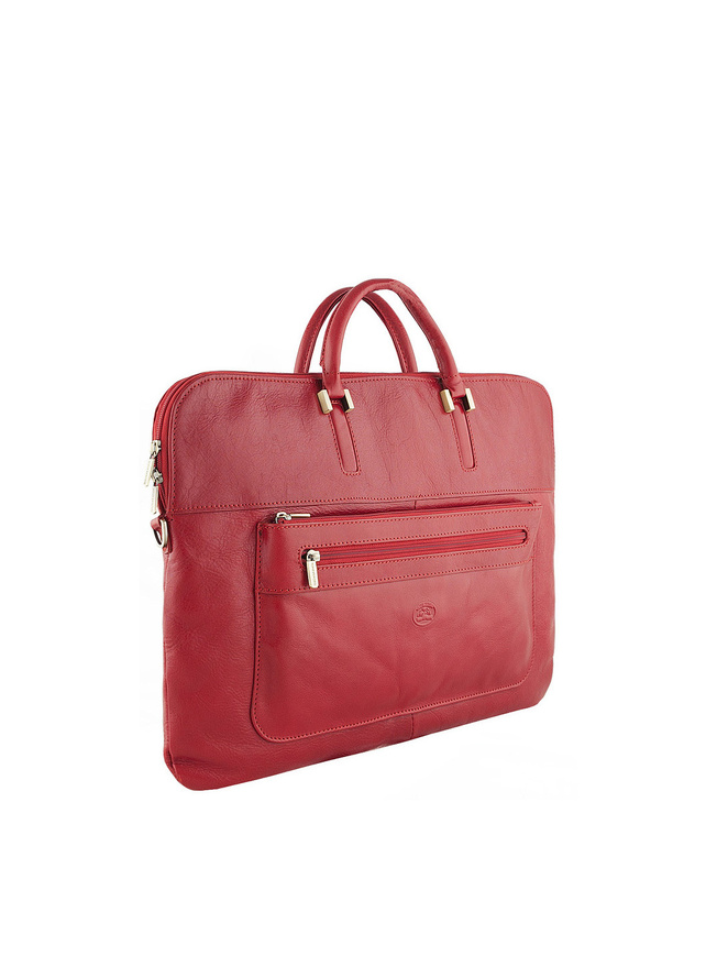 Компактная кожаная сумка формата А4 красного цвета