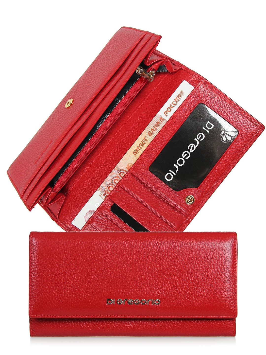 Фото Классический женский кошелек из натуральной кожи красного цвета Кошельки