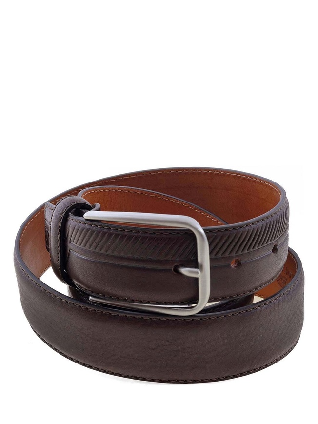 Мужской ремень для брюк из гладкой кожи с узором коллекции 