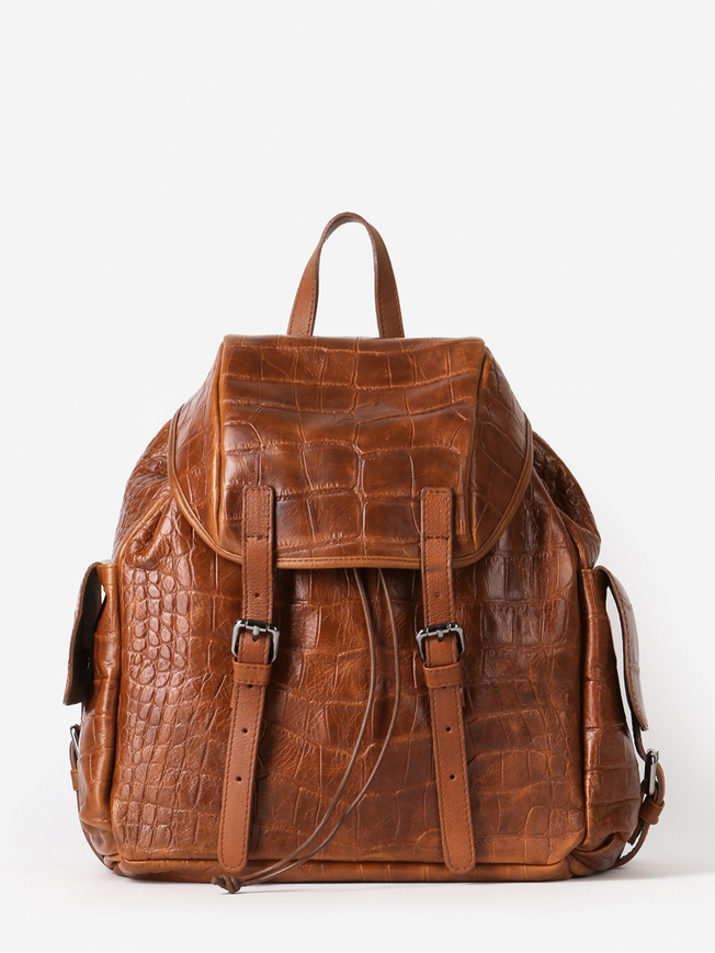 Мужской кожаный рюкзак коньячного оттенка