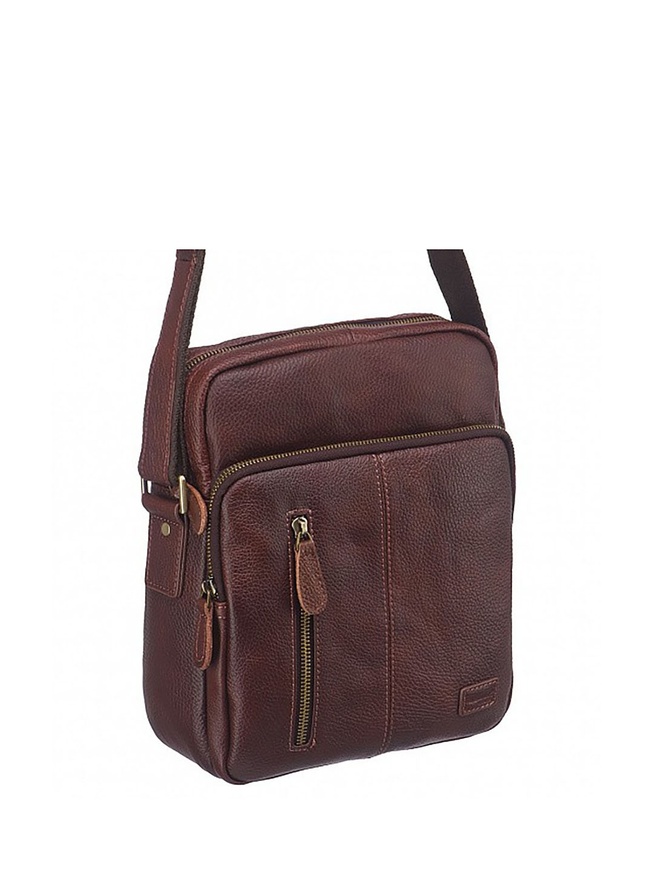 Мужская сумка через плечо из натуральной кожи коричневого цвета