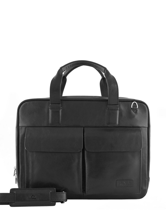 Мужская бизнес сумка из глянцевой кожи с матовым эффектом 