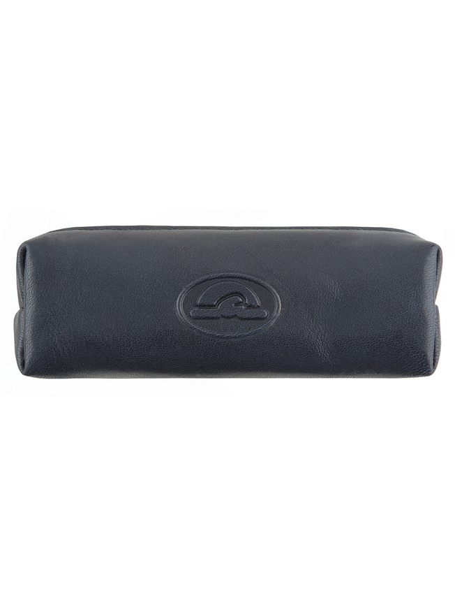 Синяя кожаная ключница с одним кольцом внутри