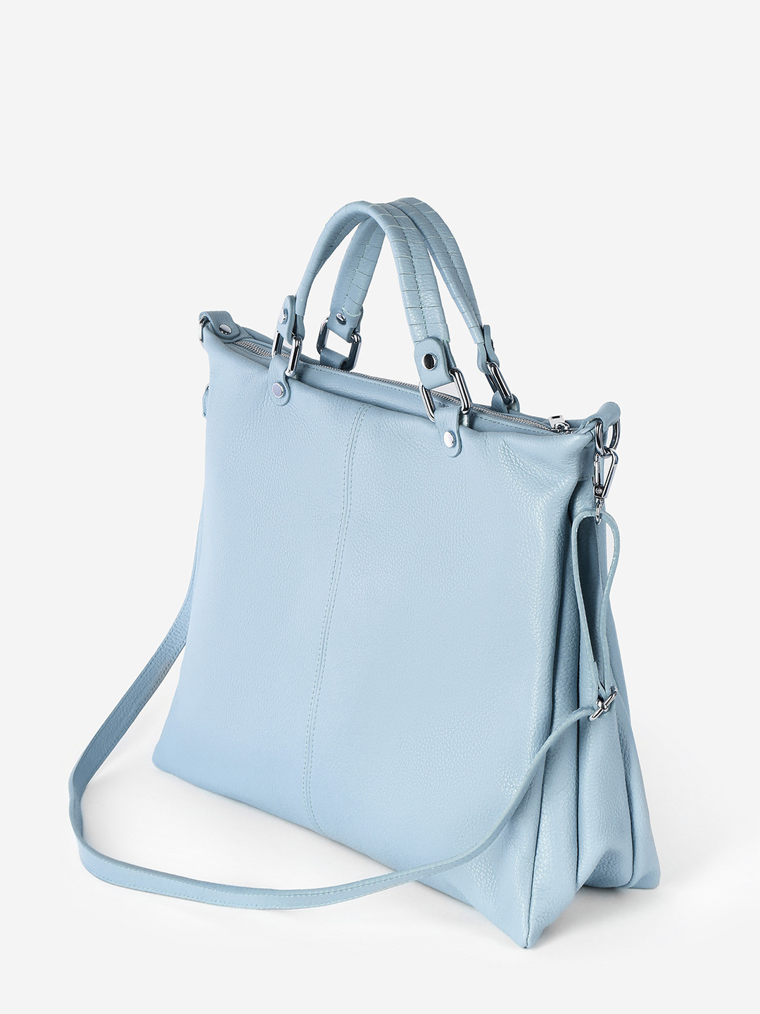 Изображение Просторная женская сумка-тоут из мягкой кожи Folle 138 dollaro azzurro Фото Просторная женская сумка-тоут из мягкой кожи Классические сумки