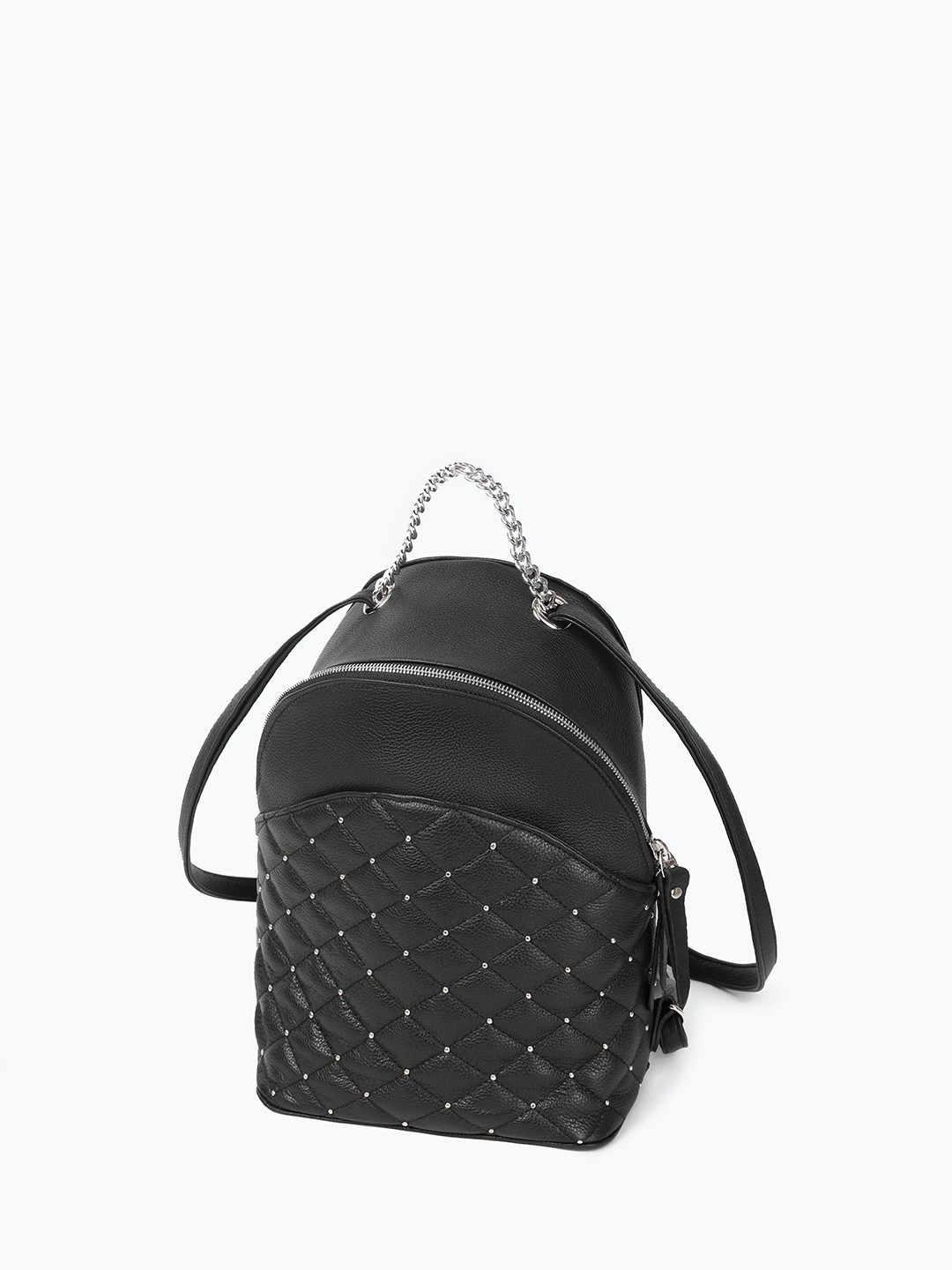 Изображение Женский рюкзак из стеганой кожи черного цвета Folle 2228-HF riviera nero Фото Женский рюкзак из стеганой кожи черного цвета Рюкзаки