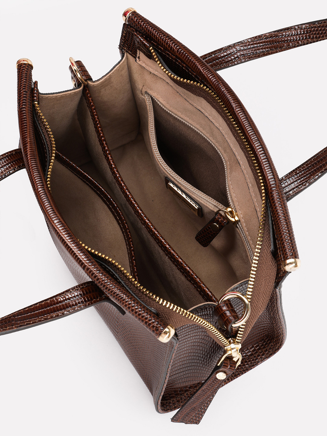 Фото Женская сумка-тоут из глянцевой кожи под рептилию Классические сумки