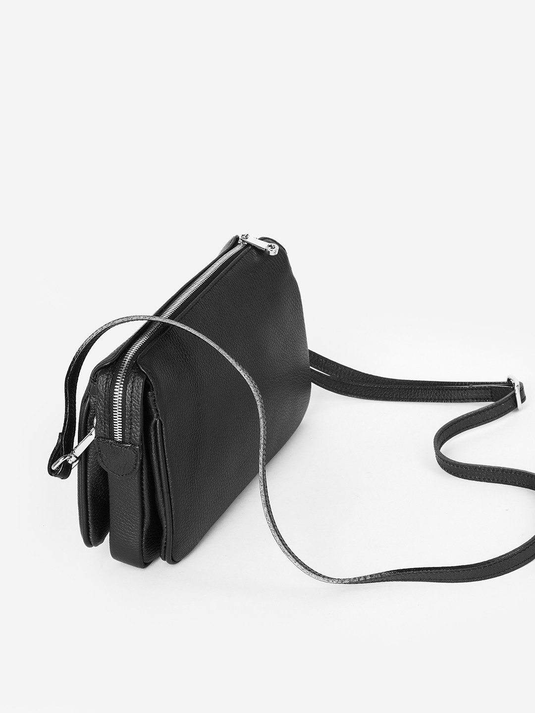 Изображение Сумка кросс-боди из мягкой кожи черного цвета Di Gregorio 796 vitello nero Фото Сумка кросс-боди из мягкой кожи черного цвета Сумки кросс-боди
