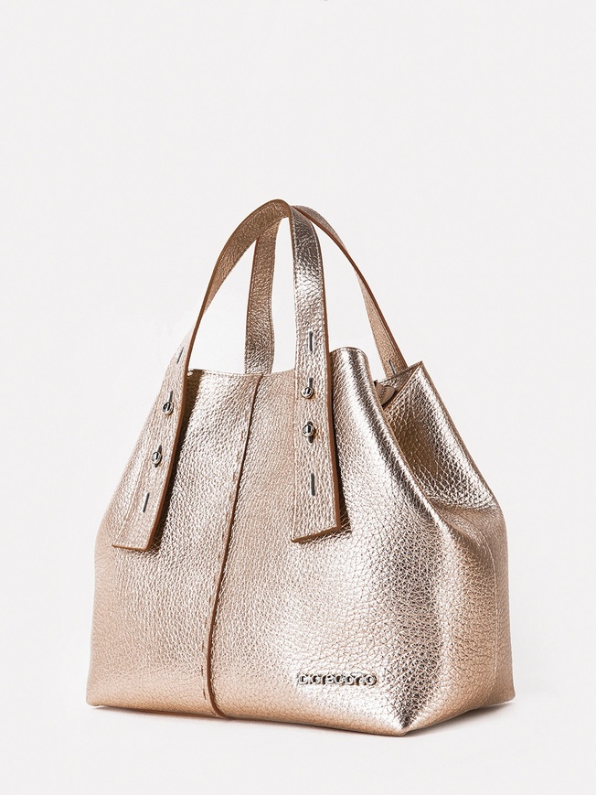 Женская сумка-трансформер из мягкой металлизированной кожи