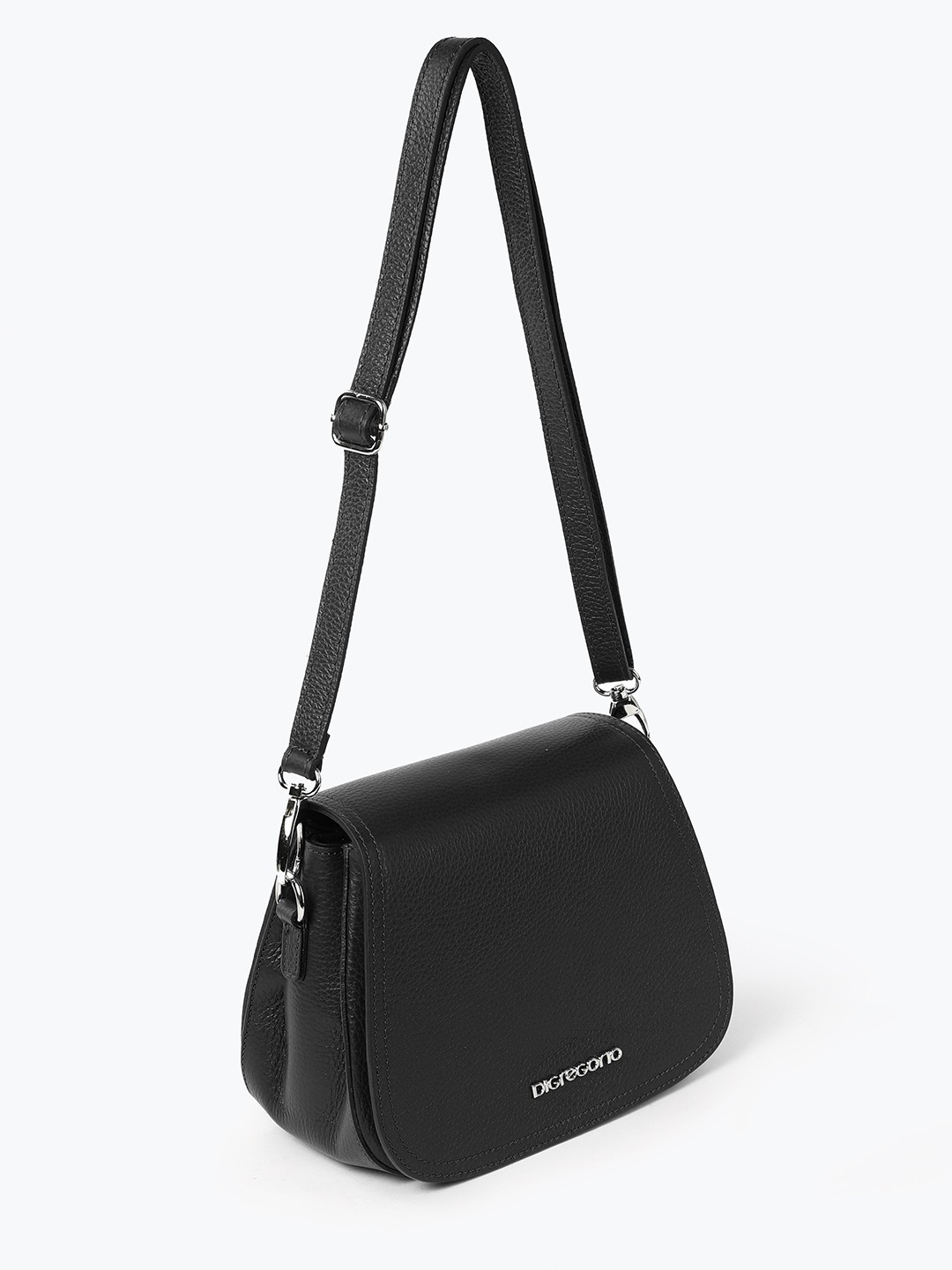Изображение Женская сумочка кросс-боди с перекидным клапаном Di Gregorio 8789 vitello nero Фото Женская сумочка кросс-боди с перекидным клапаном Сумки кросс-боди