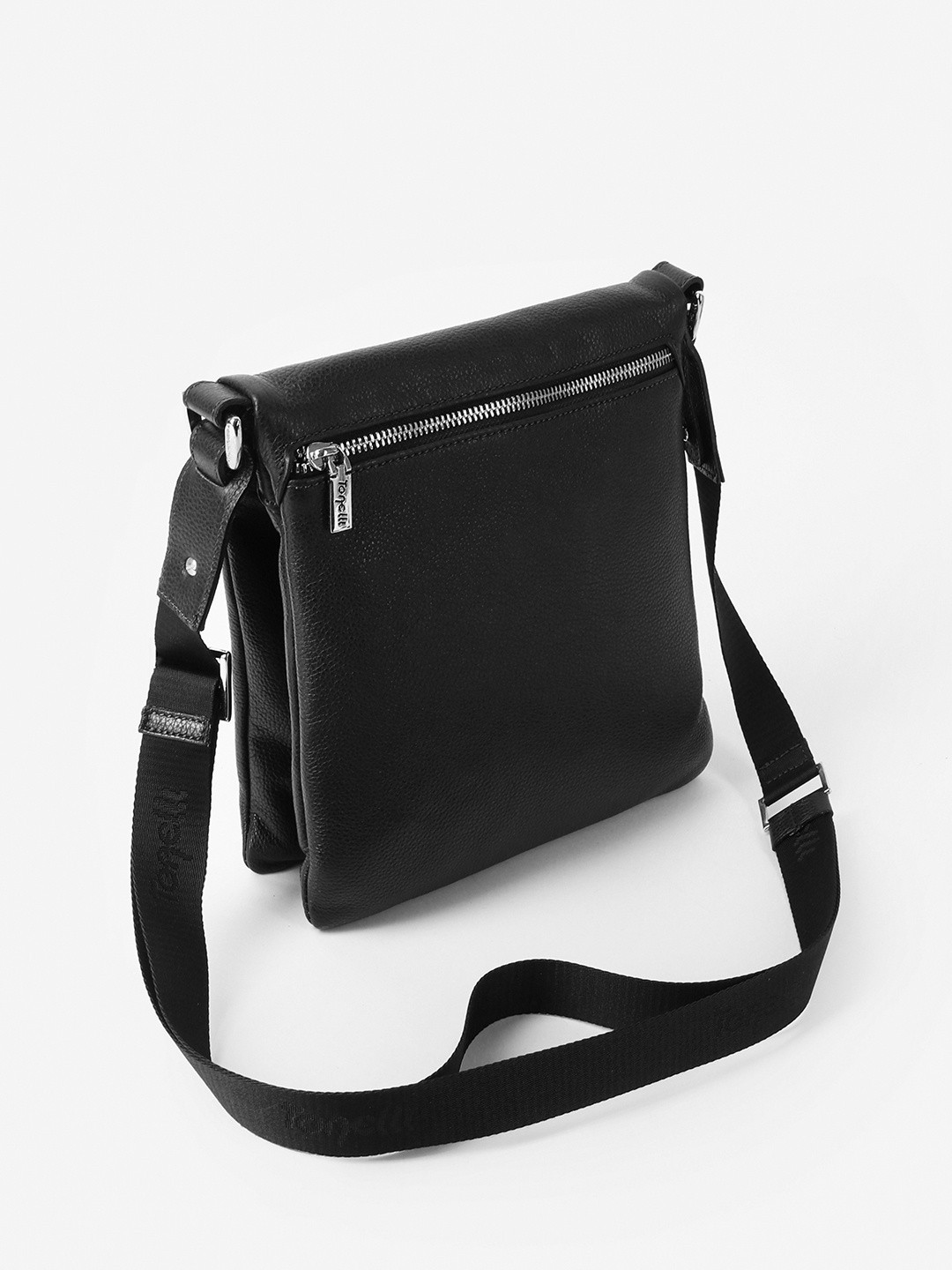 Изображение Кожаная мужская сумка через плечо черного цвета Gilda Tonelli 2361 vitello nero Фото Кожаная мужская сумка через плечо черного цвета Сумки через плечо