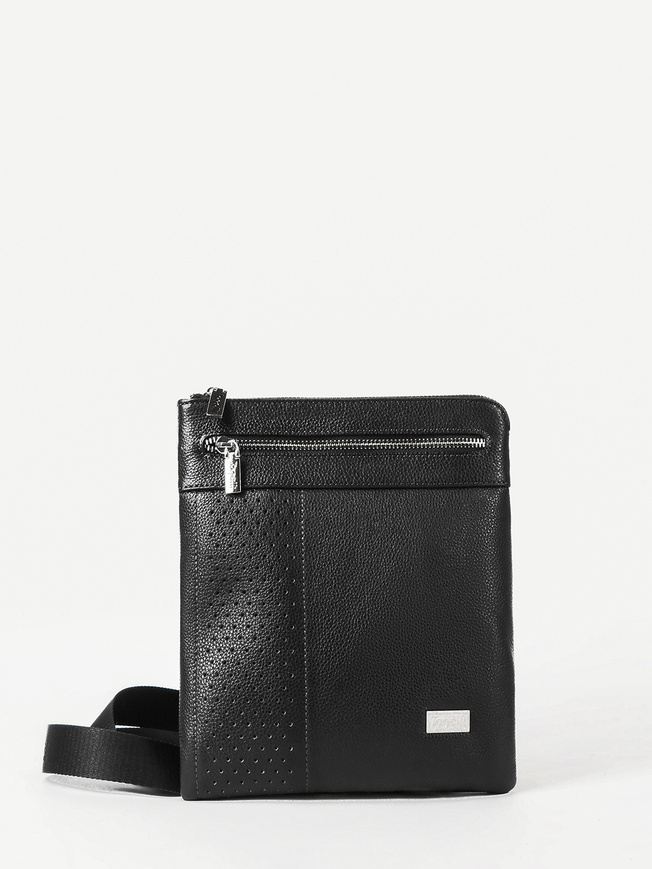 Сумка планшет из натуральной зернистой кожи черного цвета