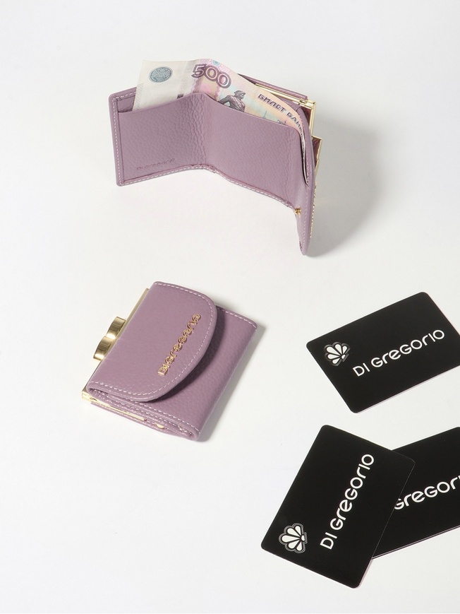 Маленький женский кошелек из мягкой кожи с золотистым фермуаром