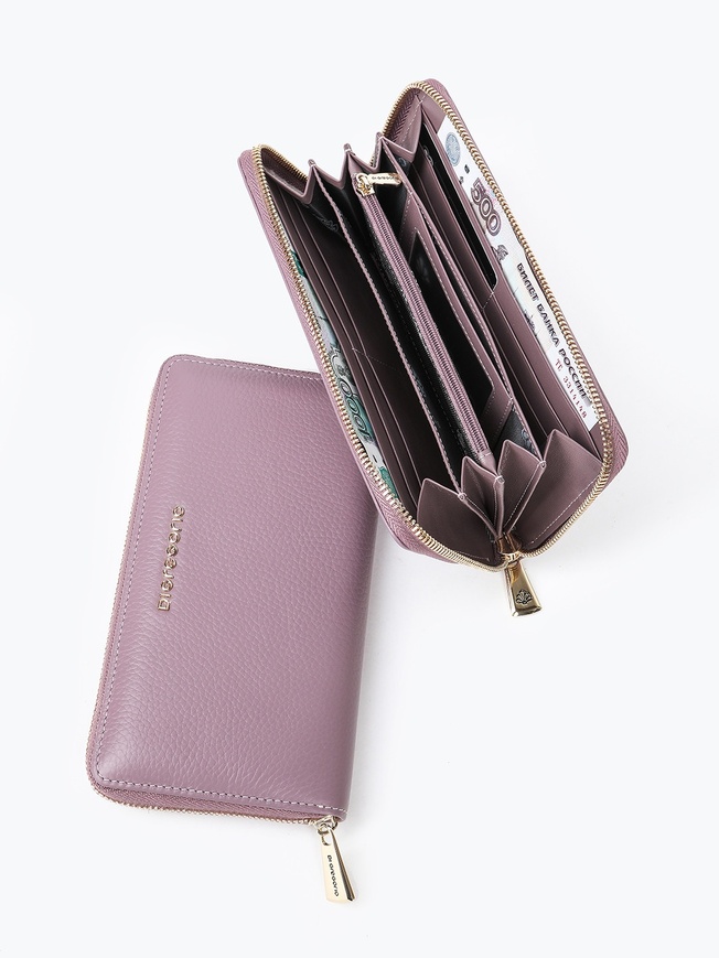 Женский кошелек на молнии из мягкой кожи нюдового оттенка