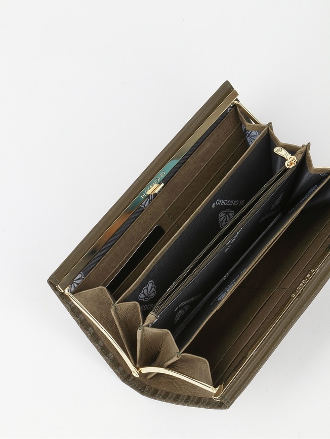 Женский кошелек из мягкой кожи с тиснением под ската на золотистой клипсе