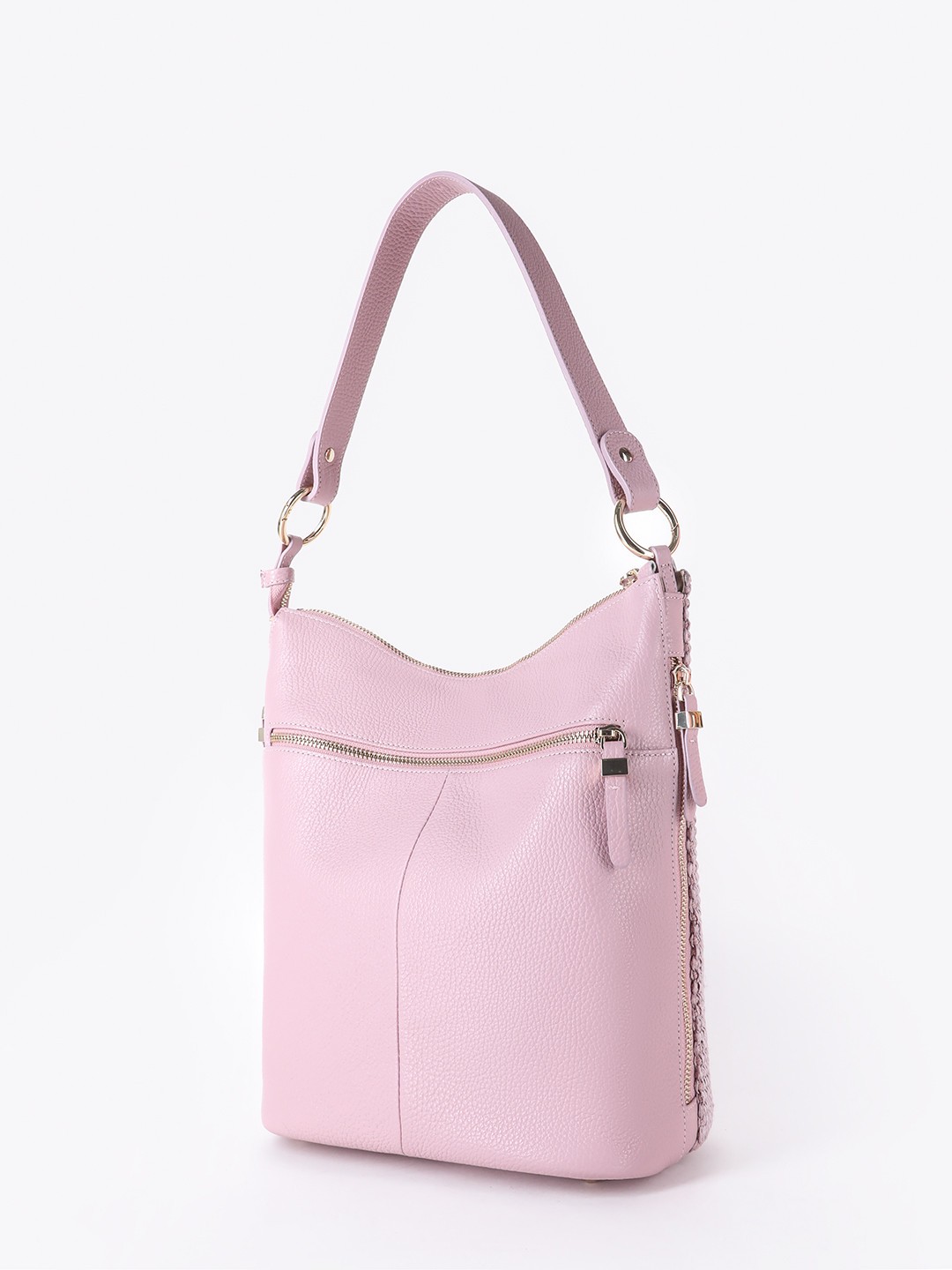 Изображение Женская сумка на плечо из кожи и плетеной рафии Kellen 1280 rosa raffia Фото Женская сумка на плечо из кожи и плетеной рафии Классические сумки