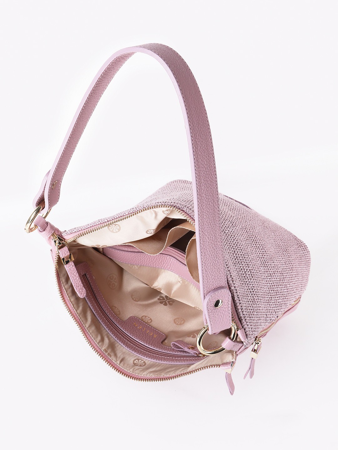 Изображение Женская сумка на плечо из кожи и плетеной рафии Kellen 1280 rosa raffia Фото Женская сумка на плечо из кожи и плетеной рафии Классические сумки