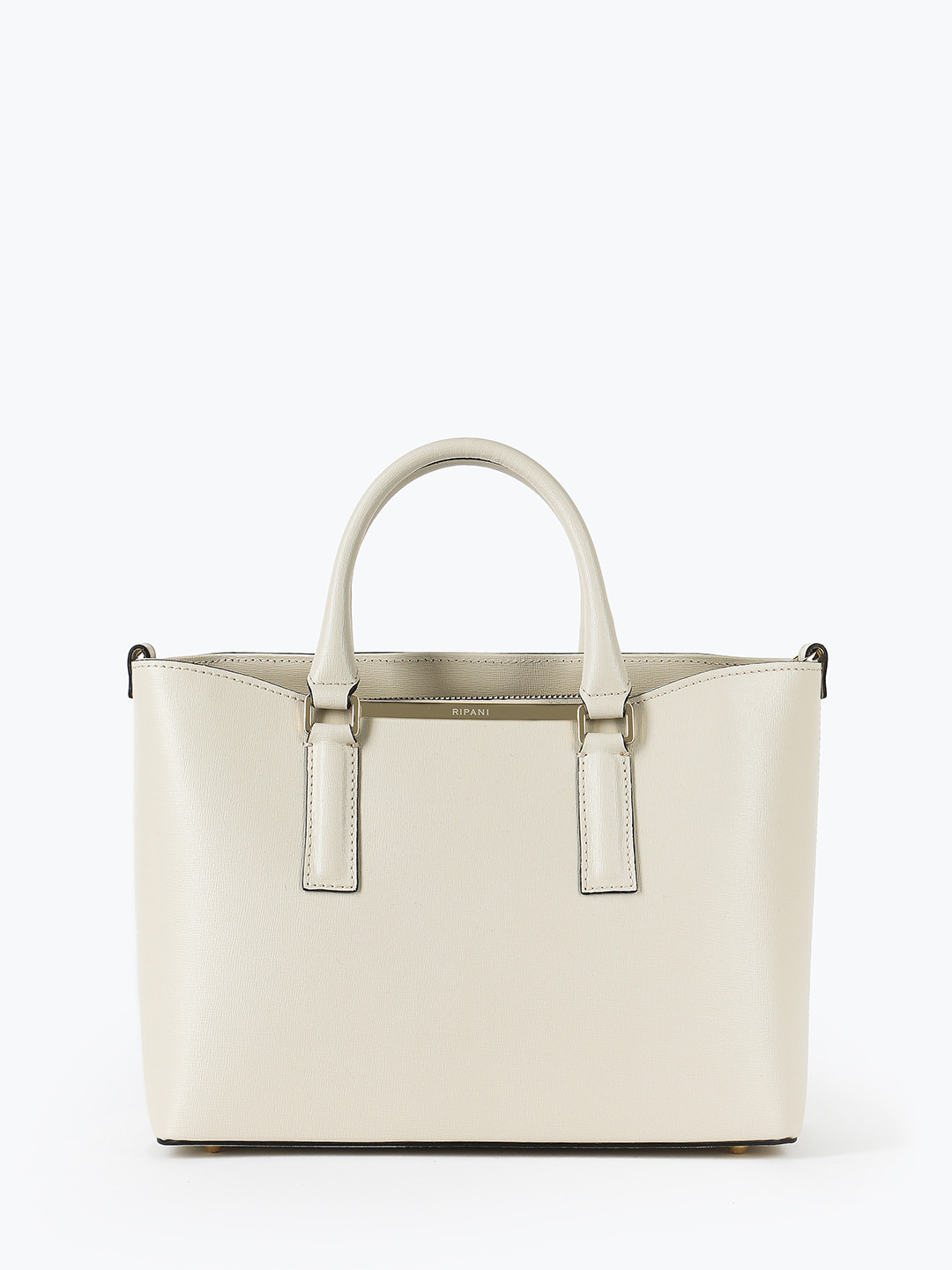 Фото Женская сумка-тоут из натуральной кожи сафьяно кремового оттенка Классические сумки