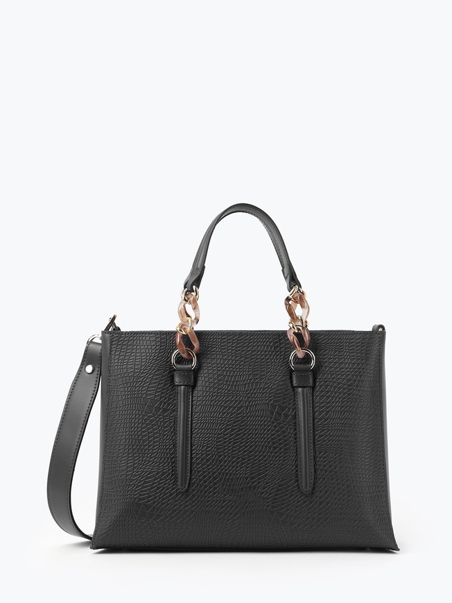 Женская сумка-тоут из натуральной кожи под рептилию