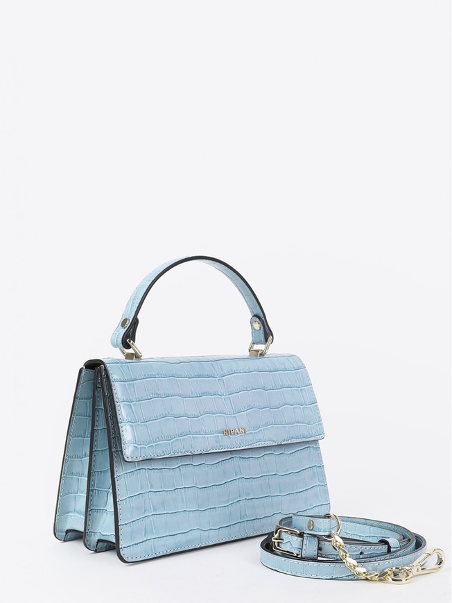 Женская сумка-сэтчел из глянцевой кожи с тиснением под крокодила