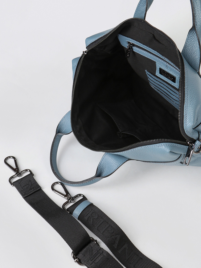 Деловая сумка из зернистой кожи голубого цвета