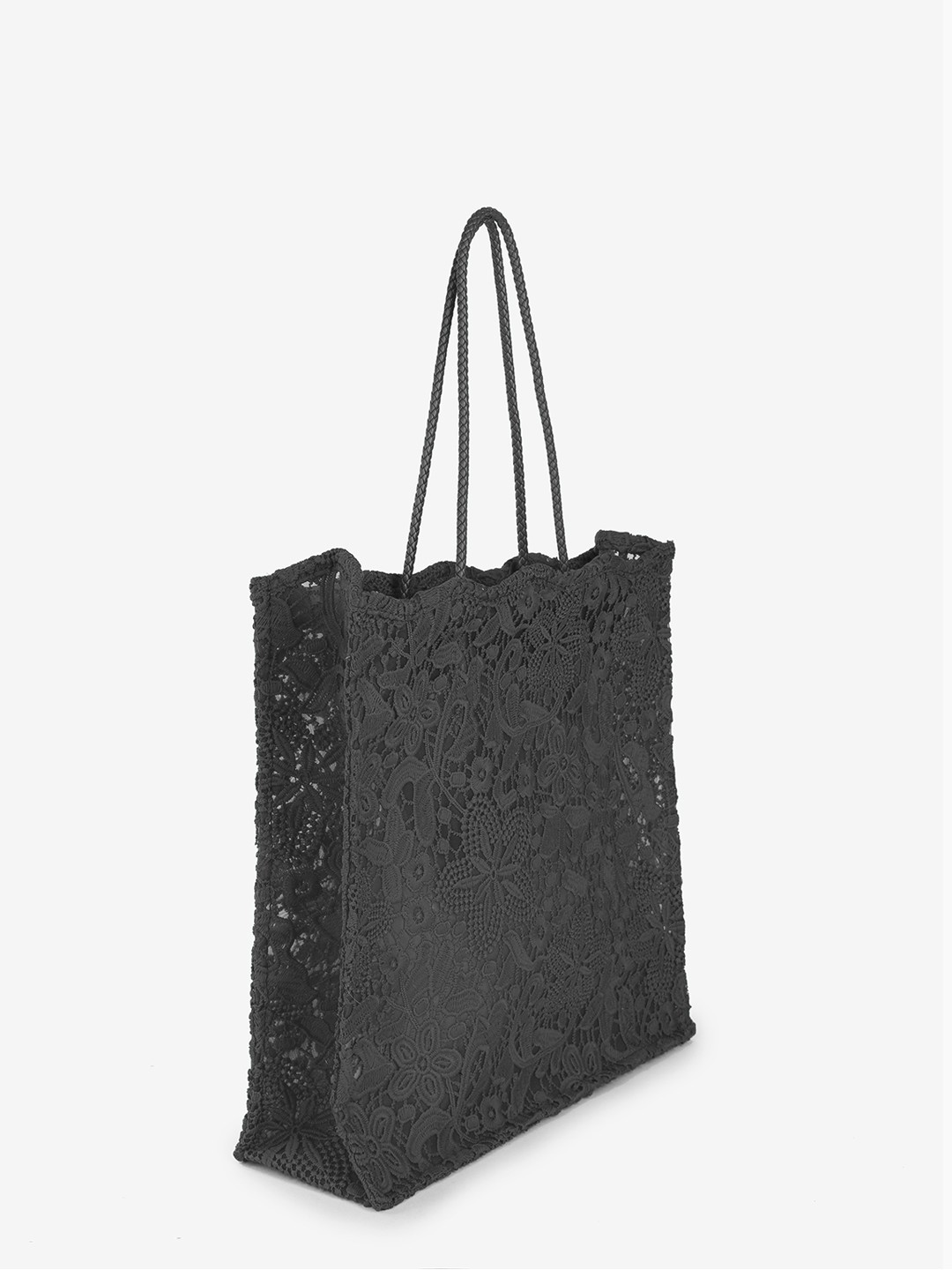Изображение Женская кружевная сумка-пакет в черном цвете Ermanno Scervino 12400924 black Фото Женская кружевная сумка-пакет в черном цвете Классические сумки