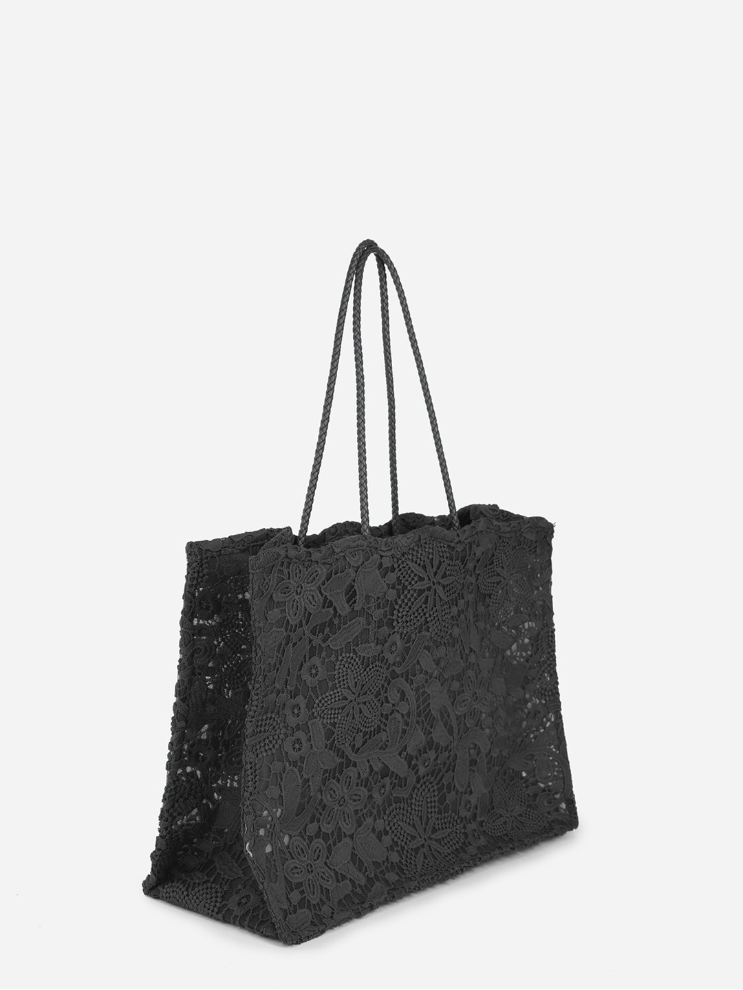 Изображение Женская кружевная сумка-пакет в черном цвете Ermanno Scervino 12400925 black Фото Женская кружевная сумка-пакет в черном цвете Классические сумки