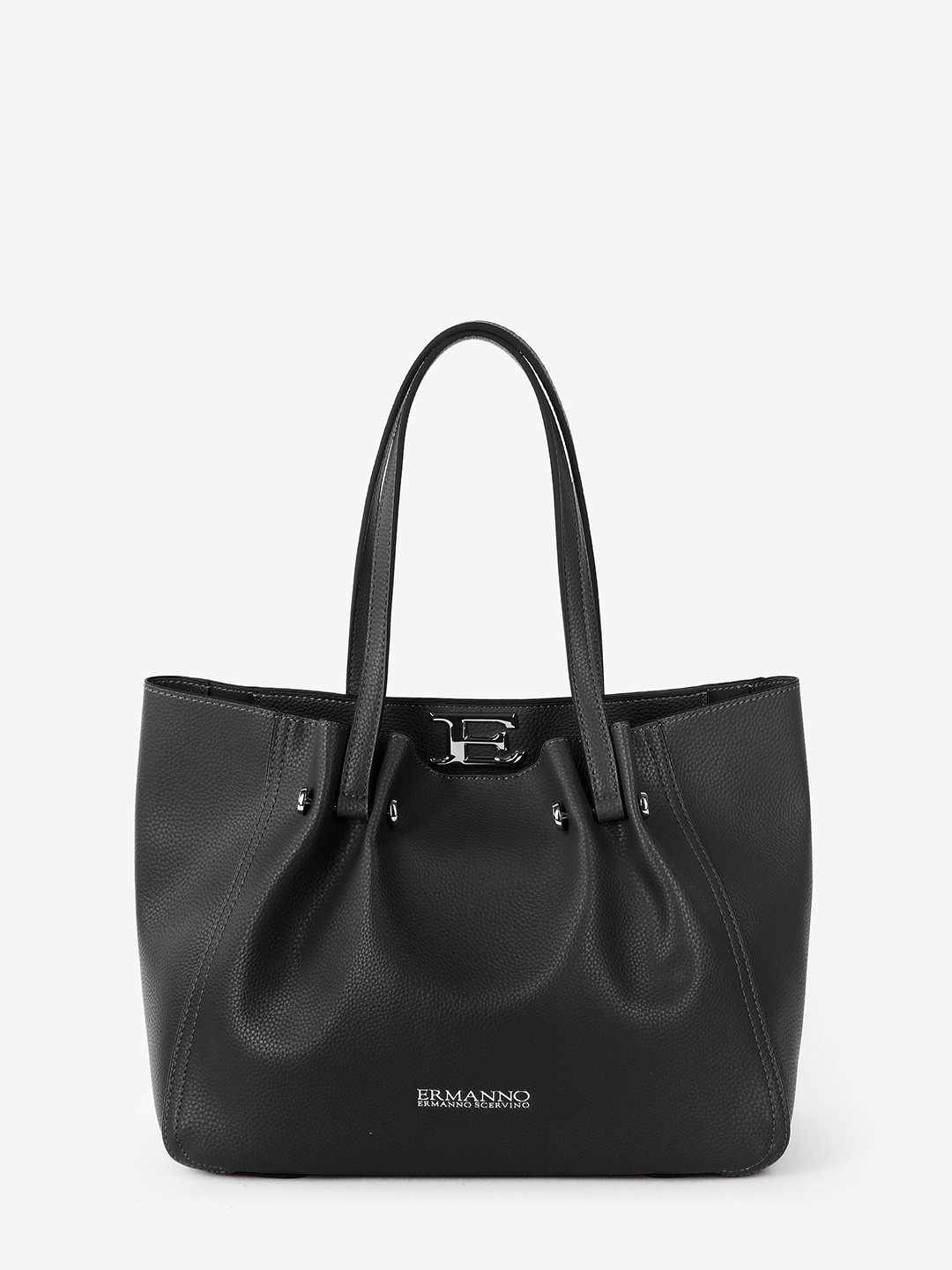 Изображение Сумка-тоут среднего размера без подкладки Ermanno Scervino 12400946 black Фото Сумка-тоут среднего размера без подкладки Классические сумки