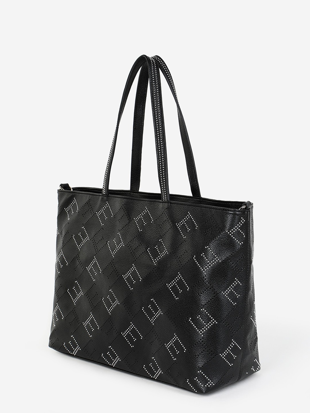 Изображение Сумка-тоут из мягкой эко-кожи черного цвета Ermanno Scervino 12400972 black Фото Сумка-тоут из мягкой эко-кожи черного цвета Классические сумки