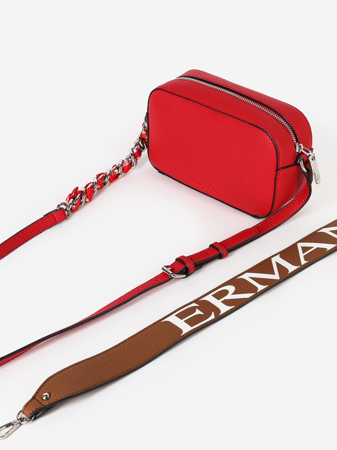 Изображение Сумочка кросс-боди из эко-кожи с платком-твилли Ermanno Scervino 12400989 red Фото Сумочка кросс-боди из эко-кожи с платком-твилли Сумки кросс-боди