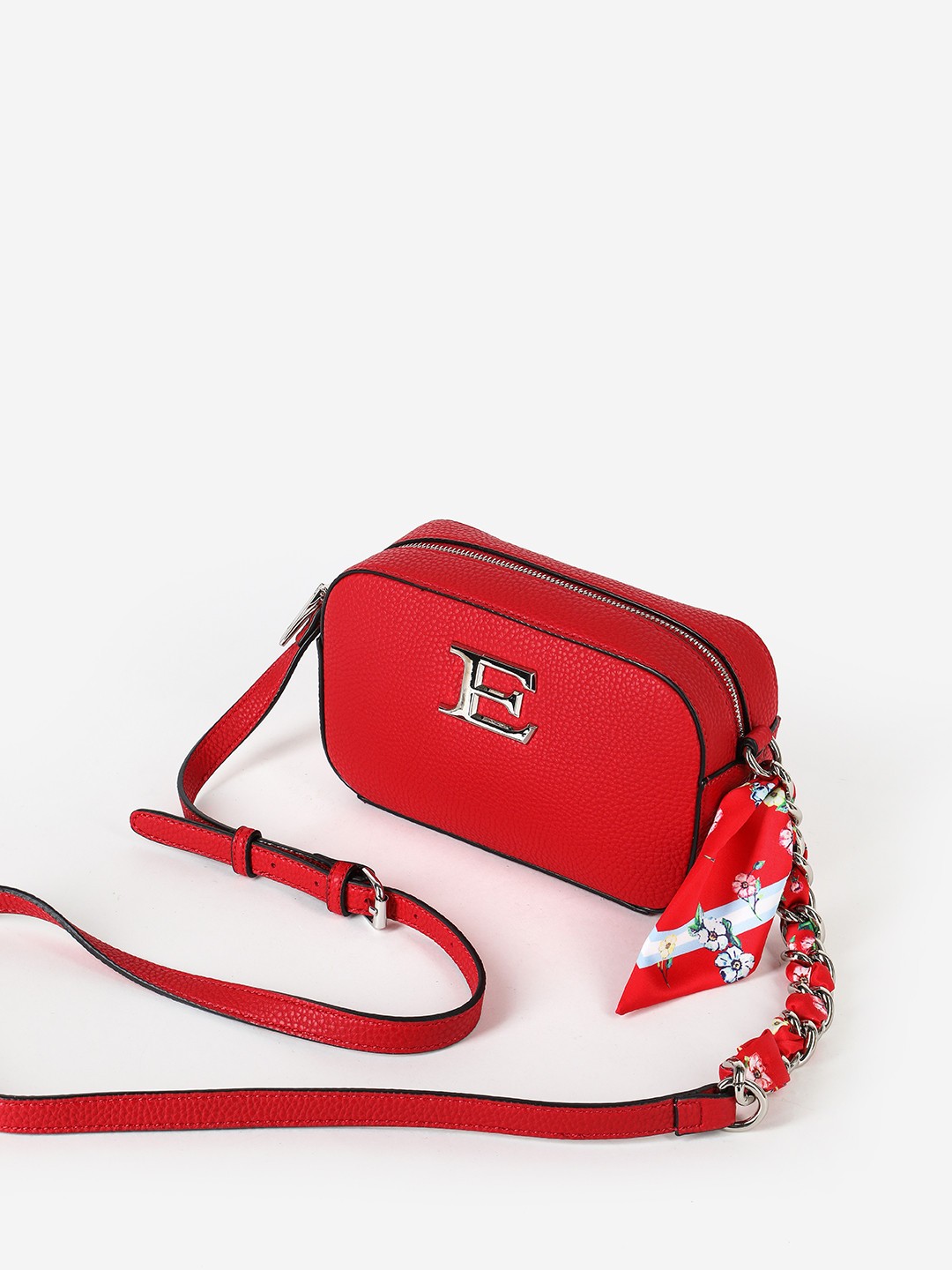 Изображение Сумочка кросс-боди из эко-кожи с платком-твилли Ermanno Scervino 12400989 red Фото Сумочка кросс-боди из эко-кожи с платком-твилли Сумки кросс-боди