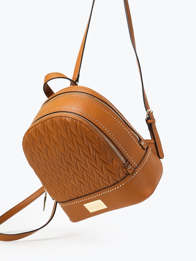 Небольшой женский рюкзак из плотной эко-кожи с тиснением