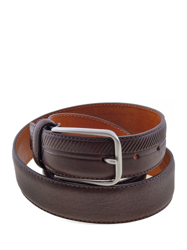 Мужской брючный ремень из матовой коричневой кожи коллекции 