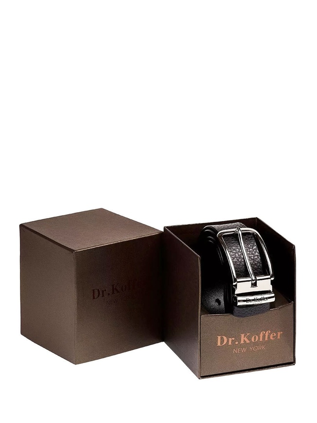 Мужской ремень на пояс из плотной фактурной кожи с хромированной пряжкой