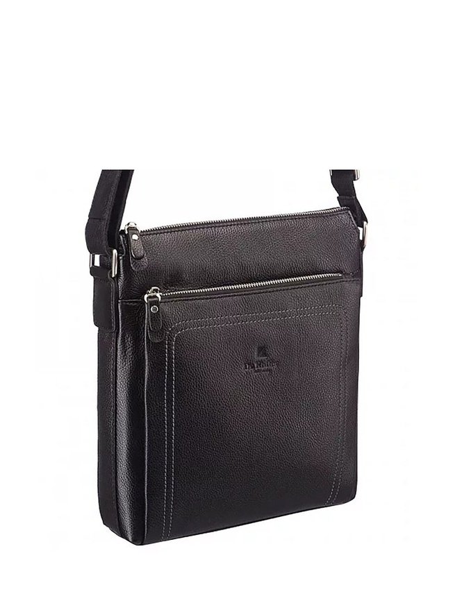 Небольшая мужская сумка черного цвета из натуральной кожи